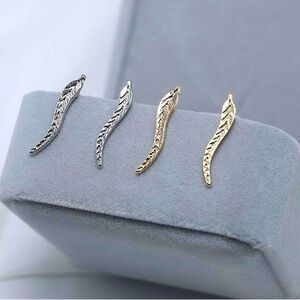 Gold Engraved Geometric Ear Climber, Huggie, Hoop, Stud, Minimalist